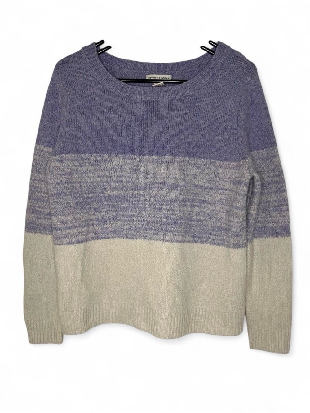 cupcakes & cashmere Lavender and Cream Colorblock Crewneck Sweater